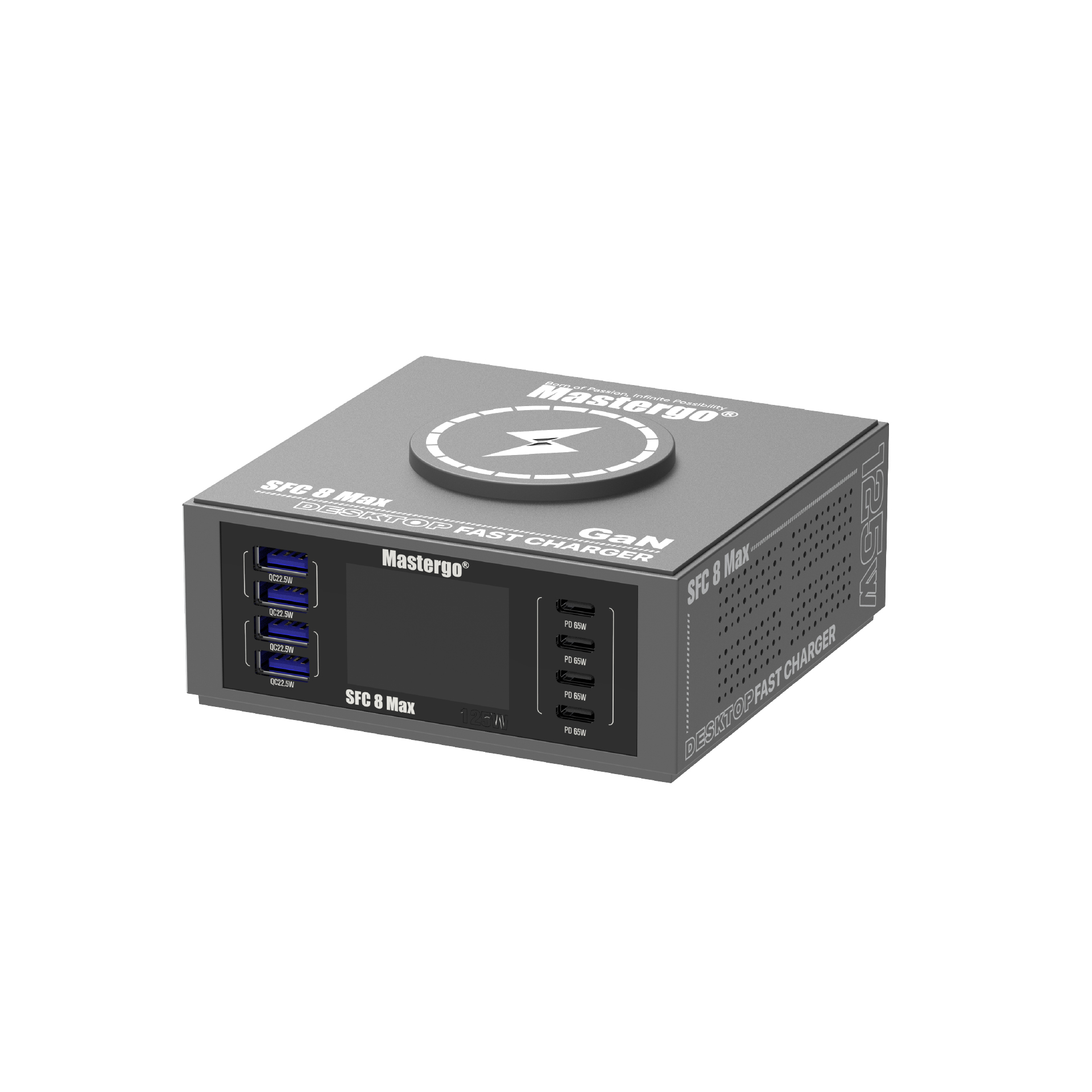 DESKTOP SUPER FAST CHARGING MASTERGO SFC-8  MAX MASTERGO  Rated total power 50W. Single port peak power PD 20W